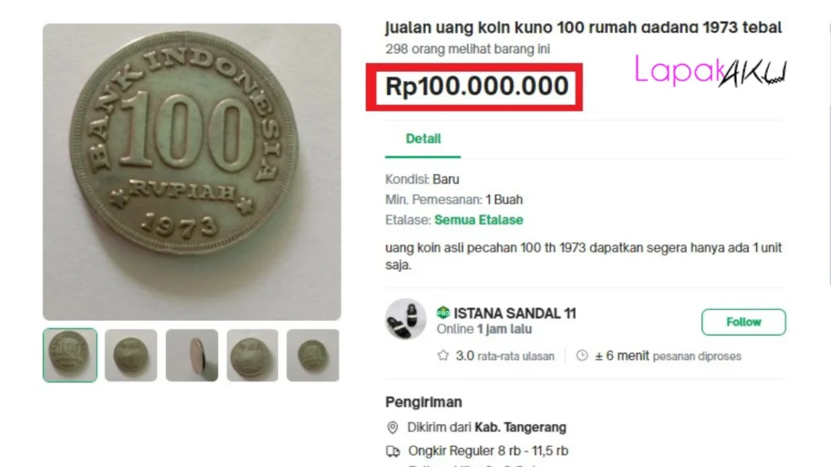 Uang Koin Kuno 100 Rumah Gadang 1973 Tebal Harganya Rp100 Juta, Jual Sekarang!